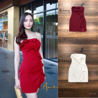 เดรสเกาะอกสีสุดแซ่บ ด้านหน้าแต่งระบาย2ชั้น by Aurora