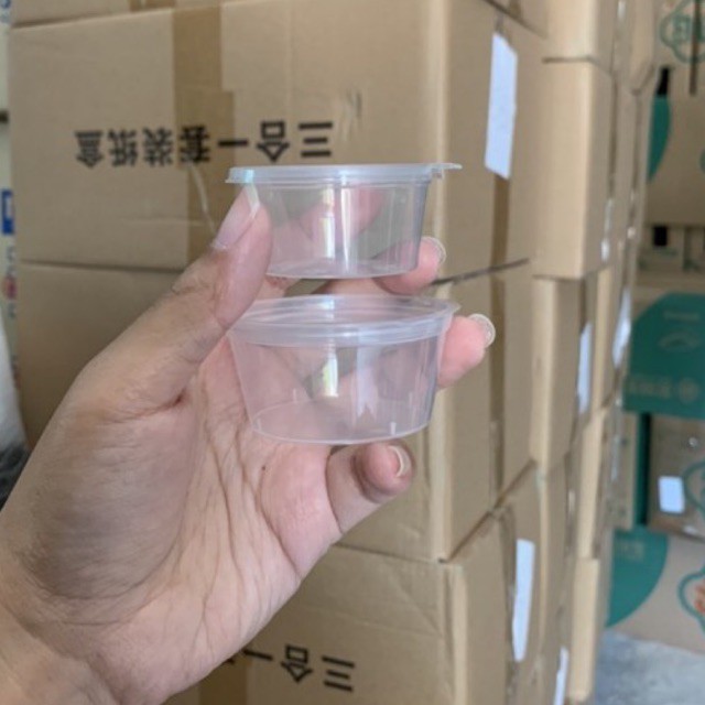 (แพค100 ใบ) ถ้วยน้ำจิ้มกลม ฝาพับ 1.6 ออน และ 2 ออน 4 ออน