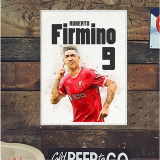 โปสเตอร์ ผ้าแคนวาส Roberto Firmino (3) Liverpool โรแบร์โต้ เฟอร์มิโน่ นักเตะ ลิเวอร์พูล ภาพวาด ศิลปะ นักบอล นักฟุตบอล