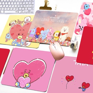 แผ่นรองเมาส์ คีย์บอร์ด พิมพ์ลายการ์ตูน BT21 กันลื่น สําหรับเล่นเกมคอมพิวเตอร์ มัลติมีเดีย