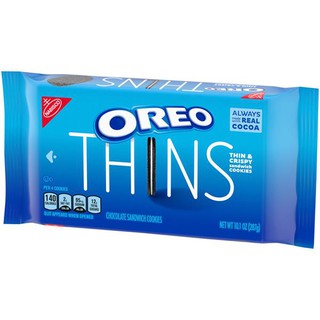 Oreo Thins  Oreo Thins Mint โอริโอ ทินส์ มินท์  ช็อกโกแลต แซนวิช คุกกี้ส์ (คุกกี้ส์แซนวิชรสช็อกโกแลตสอดไส้ครีมวานิลา)