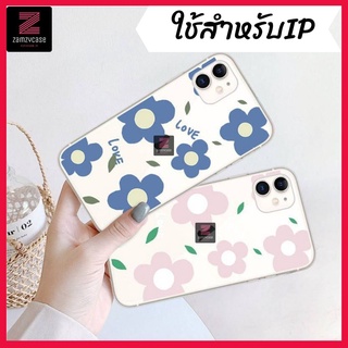 -พร้อมส่งในไทย-เคสซิลิโคนลายดอกไม้ชมพู/ฟ้า TPU นิ่ม ใช้สำหรับIPทุกรุ่น #208 🌷