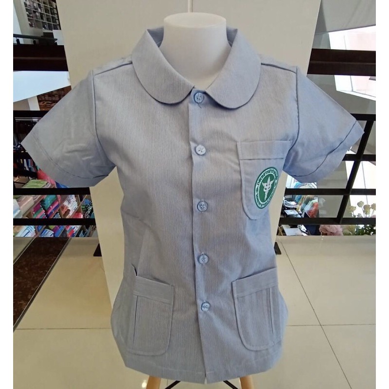 เสื้อสาธารณสุข เสื้อสาธารณสุขสีฟ้าคอบัวตรงพร้อมปักตรากระทรวงสาธารณสุข