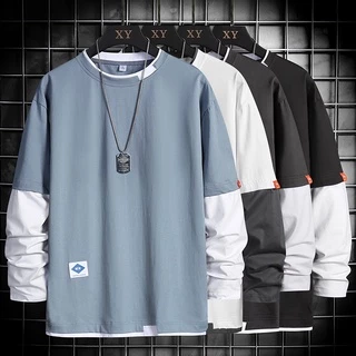 MR-DEER เสื้อยืดเเขนยาวผู้ชาย เสื้อยืดสีพื้นเย็บต่อ2ชั้น รุ่น 3520