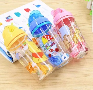 กระติกน้ำไปโรงเรียน กระติกหมีพูห์ ขวดน้ำเด็ก หลอดเด้ง พร้อมส…