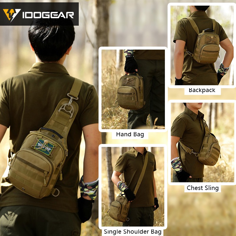 IDOGEAR ยุทธวิธีสลิงกระเป๋าแพ็คเล็ก EDC อันดับโจมตีช่วงเป้กองทัพทหารไหล่ Daypacks เป้สะพายหลังกลางแจ้ง BG3505