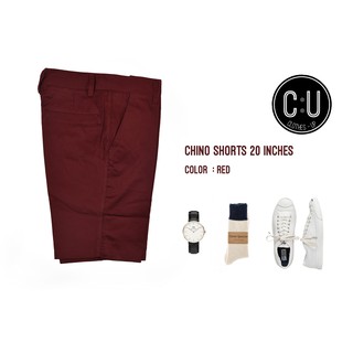 กางเกงขาสั้นผ้า Chino : Red 20 inches : CU PANTS