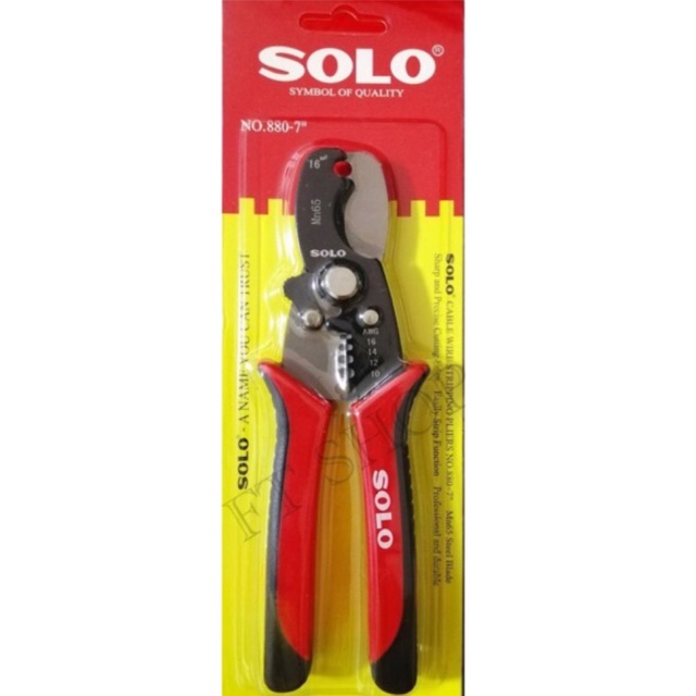 คีม คีมตัดปอกสายไฟ 2in1 ปอกสายออโต้ 880-7” คีมช่างไฟ solo โซโล