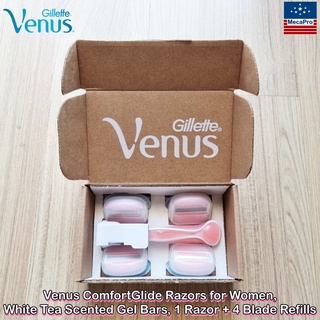 Gillette® Venus ComfortGlide Razors White Tea Scented Gel Bars, 1 Razor + 4 Blade Refills ยิลเลตต์ วีนัส ชุดมีดโกน