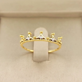 💍 SK Jewelry 💍แหวนมงกุฎน่ารัก ฝั่งเพชรกุหลาบ 👑 ทองแท้ 9K (37.50%) 👑 🔥 มีสินค้าพร้อมส่ง 🔥 🚛 SK-R0042 (เพชรกุหลาบ)