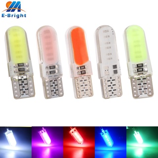 หลอดไฟเลี้ยวซิลิกา LED W5W T10 COB 12 SMD 12V สีขาว แดง ฟ้า ชมพู สําหรับรถยนต์