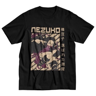 เสื้อยืดผ้าฝ้ายพิมพ์ลายแฟชั่น เสื้อยืดแขนสั้น ผ้าฝ้าย พิมพ์ลายอนิเมะ Demon Slayer Nezuko Kamado สําหรับผู้ชาย