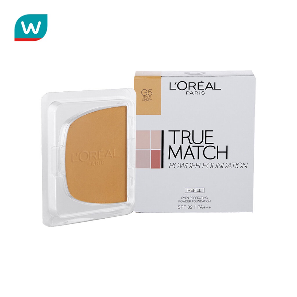 L'oreal ลอรีอัล แป้งผสมรองพื้น ทรูแมช เพอร์เฟคติ้ง พาวเดอร์ SPF32 PA+++ รีฟิล 8ก. #G5 Honey