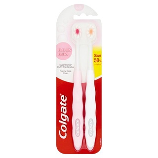 🔥The Best!! คอลเกต คุชชั่น คลีน แปรงสีฟัน ขนแปรงนุ่ม 2 ด้าม Colgate Cushion Clean Soft Toothbrush 2pcs