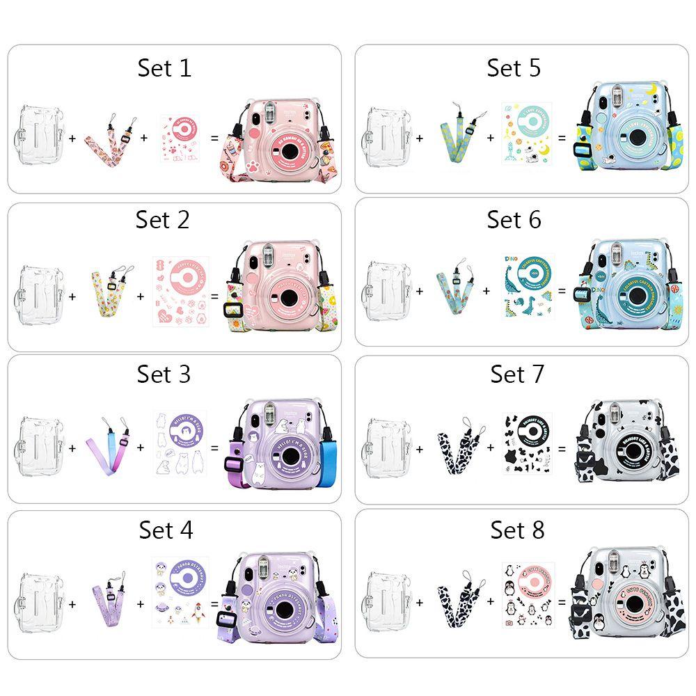 Dealshop ฝาครอบกล้องสติกเกอร์กันกระแทกสายคล้องไหล่เกราะป้องกันสําหรับ Fujifilm Instax Mini 11