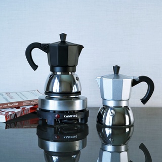 ชุด มอคค่าพอท ฐานสแตนเลส + เตา Kamping  สำหรับกาแฟสดที่อร่อยที่สุด