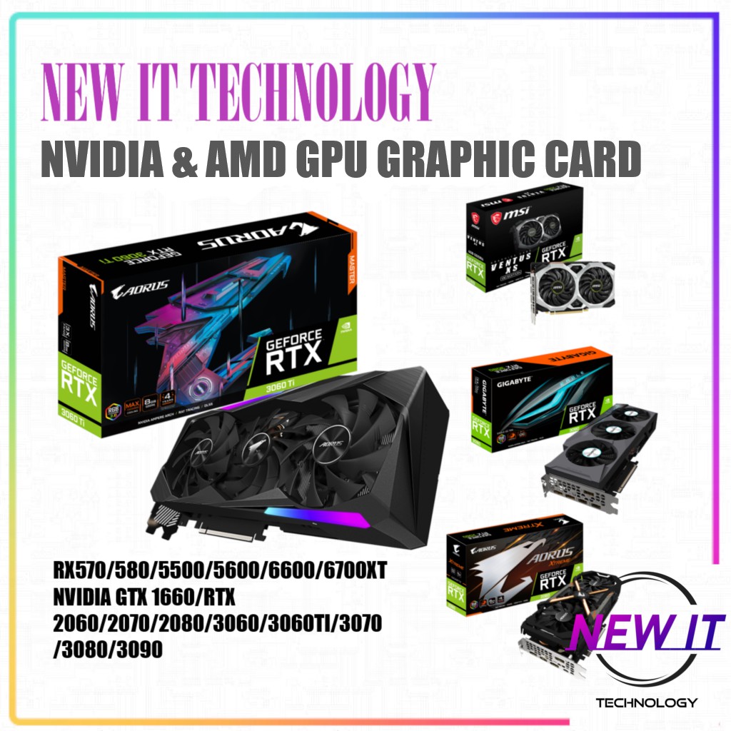 NVIDIA & AMD กราฟิกการ์ดพีซีเดสก์ท็อป GPU RTX3050 / RTX4060TI / RTX5050 / RTX5060TI / RTX5070 / RTX5
