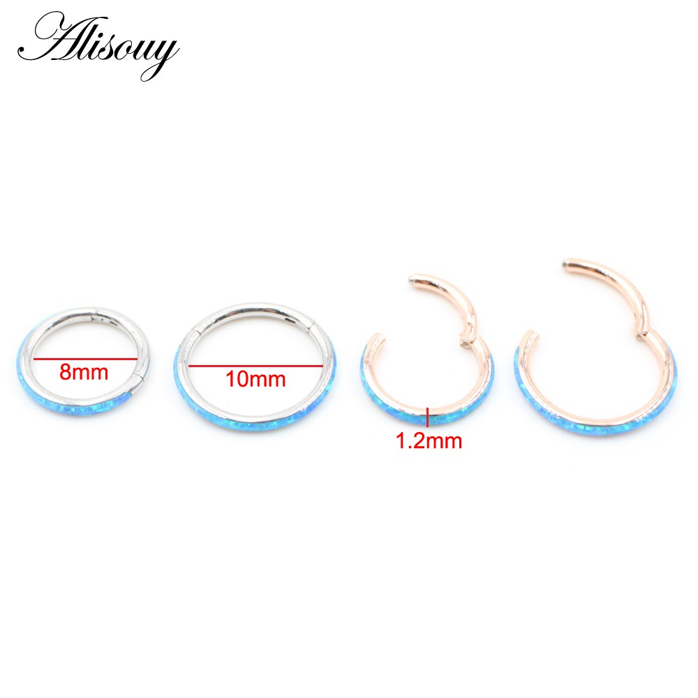Alisouy 1 ชิ้น 316 ลิตร สเตนเลส โอปอล กระดูกอ่อน ต่างหู กริ๊บ จมูก แหวน ห่วง ส่วนแหวน เครื่องประดับเจาะ ประจําวัน