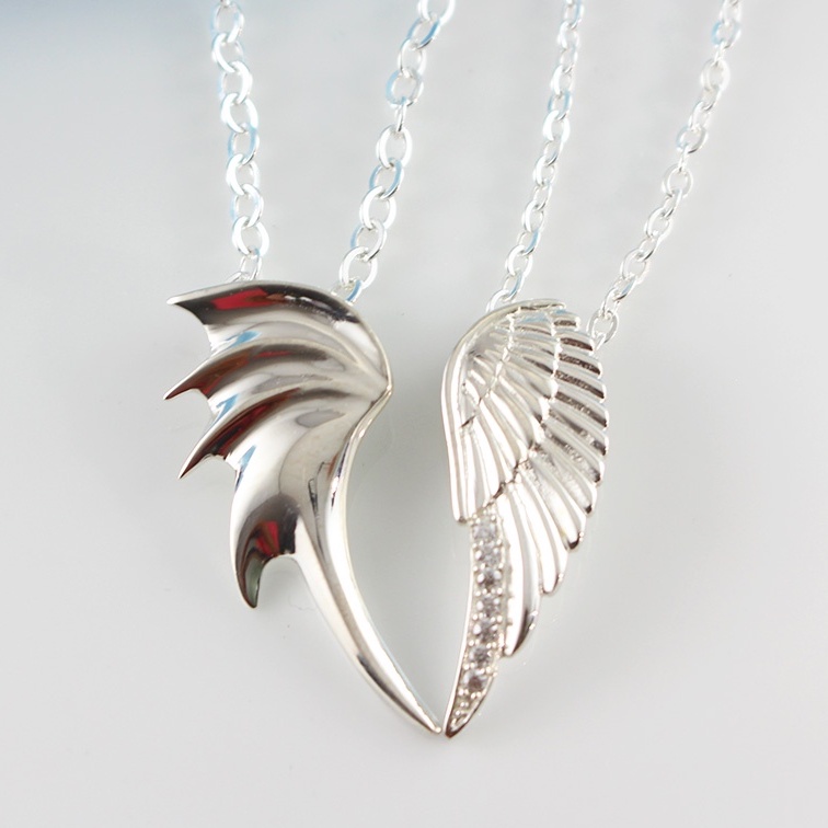 สร้อยคอคู่รักสีเงินปีกนางฟ้า DCD0007 TNJ Jewelry