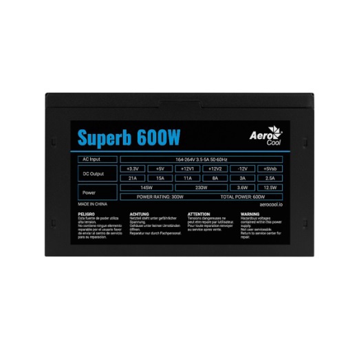 POWER SUPPLY AEROCOOL SUPERB  600W(รับประกัน3ปี)