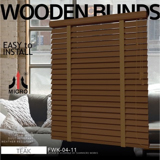 FWK04 มู่ลี่ไม้ โฟมวู๊ด ไมโคร (DIY.) สี TEAK กันความร้อนและแสงแดด Foam wood blinds