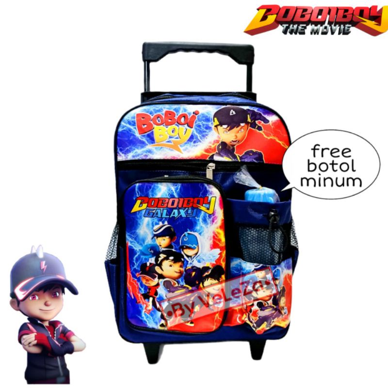 BOBIBOY TROLLEY BACKPACK FREE DRINK BOTTLE - TROLLEY BAG - CHILDRENS BAG