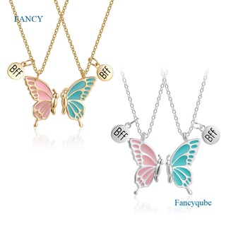 Fancyqube 2pcs/Set Couple Butterfly Necklaces For Women Bestfriend Bff Sister Friendship Distance Pendant Necklace