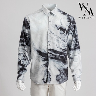 เสื้อเชิ้ตแขนยาวลายหินอ่อน(เกรย์เซิร์ฟ):Grey Surf Marble Shirt (Long-sleeved)