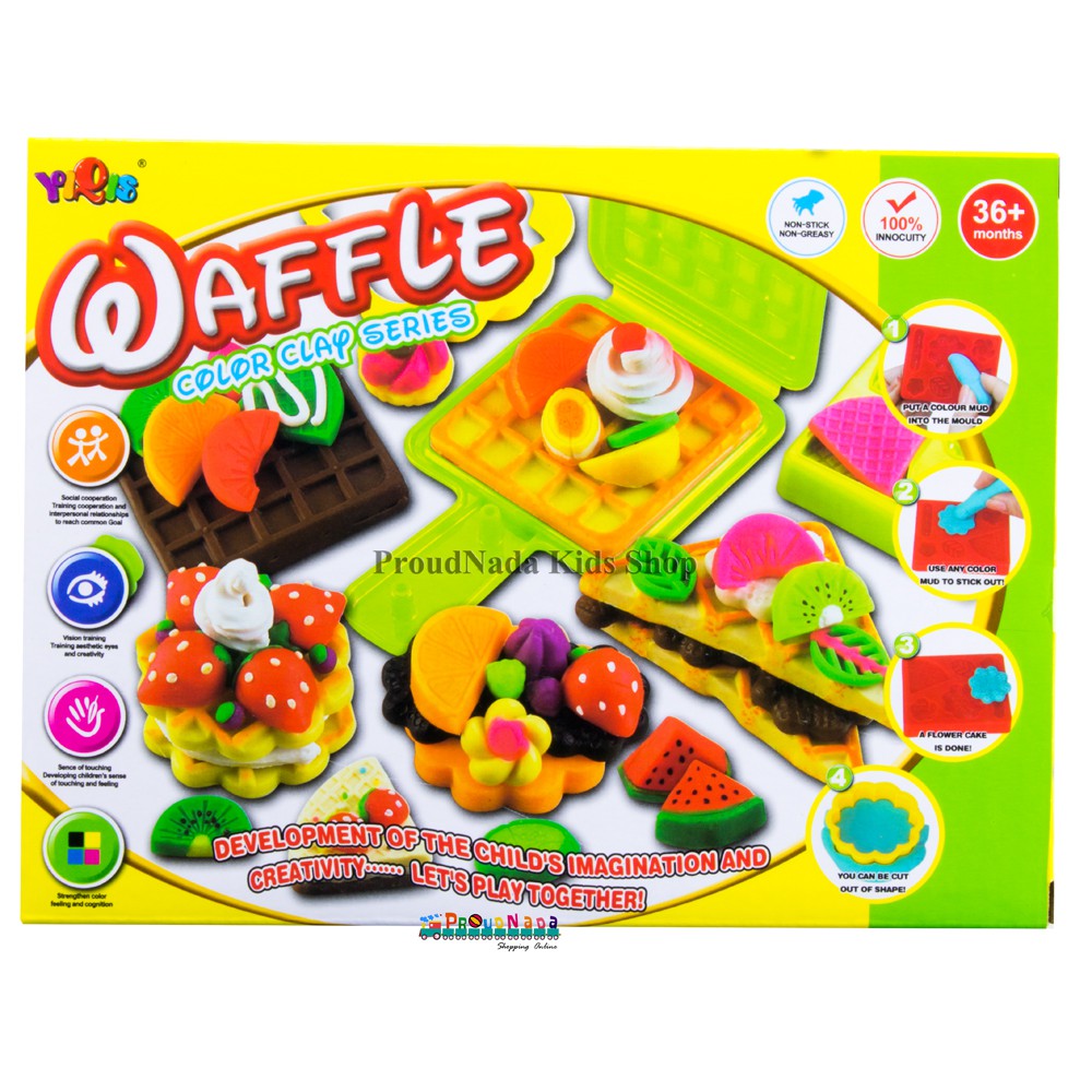 ของเล่นเด็กแป้งโดว์ชุดทำวาฟเฟิล WAFFLE CVOLOR CLAY SERIES NO.5808-B