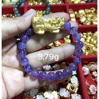 กำไลข้อมือปี่เซียะทองแท้99.99%+หินแท้จากธรรมชาติ ส่งพร้อมใบรับประกัน/ใบคาถาบูชา/กล่องแดง