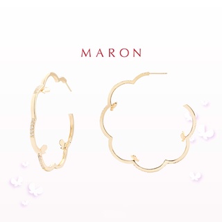 MARON [ของแท้] Happy Lining Earring เงินแท้925 ชุบ Beige Gold