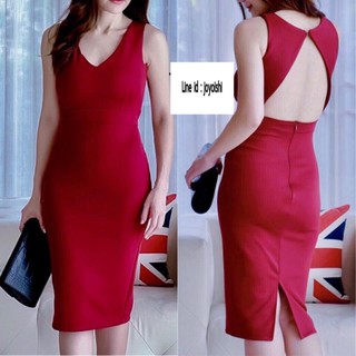 Cut Out Back  DRESS สีเลือดนก