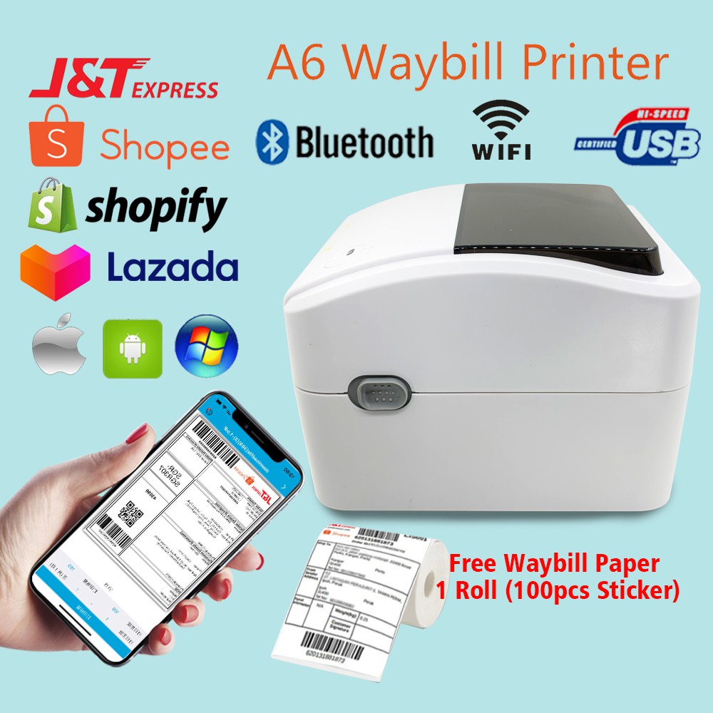 TEKLEAD Bluetooth A6 Sticker Printer Shopee Air Waybill Thermal Printer