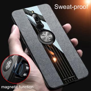 Fashion Woven Cloth Casing Xiaomi Redmi 8 / 8A Soft TPU Cover Xiomi Redmi8 Magnetic Car Finger Ring Holder Case