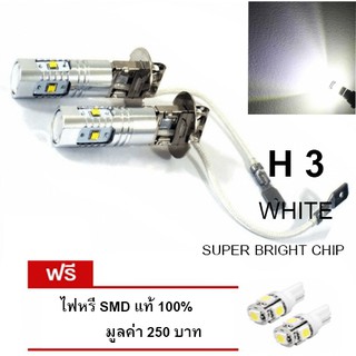 LED หลอดไฟรถยนต์ หลอดไฟตัดหมอก H 3 แสงสีขาว จำนวน 1 คู่ (WHITE)