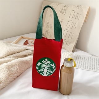 Starbucks Tote กระเป๋าผ้าใบแบบพกพาถ้วยกระเป๋ากระเป๋าขวดถ้วยกระเป๋า Camping Drinkware อุปกรณ์เสริมประณีตรูปแบบการออกแบบ M