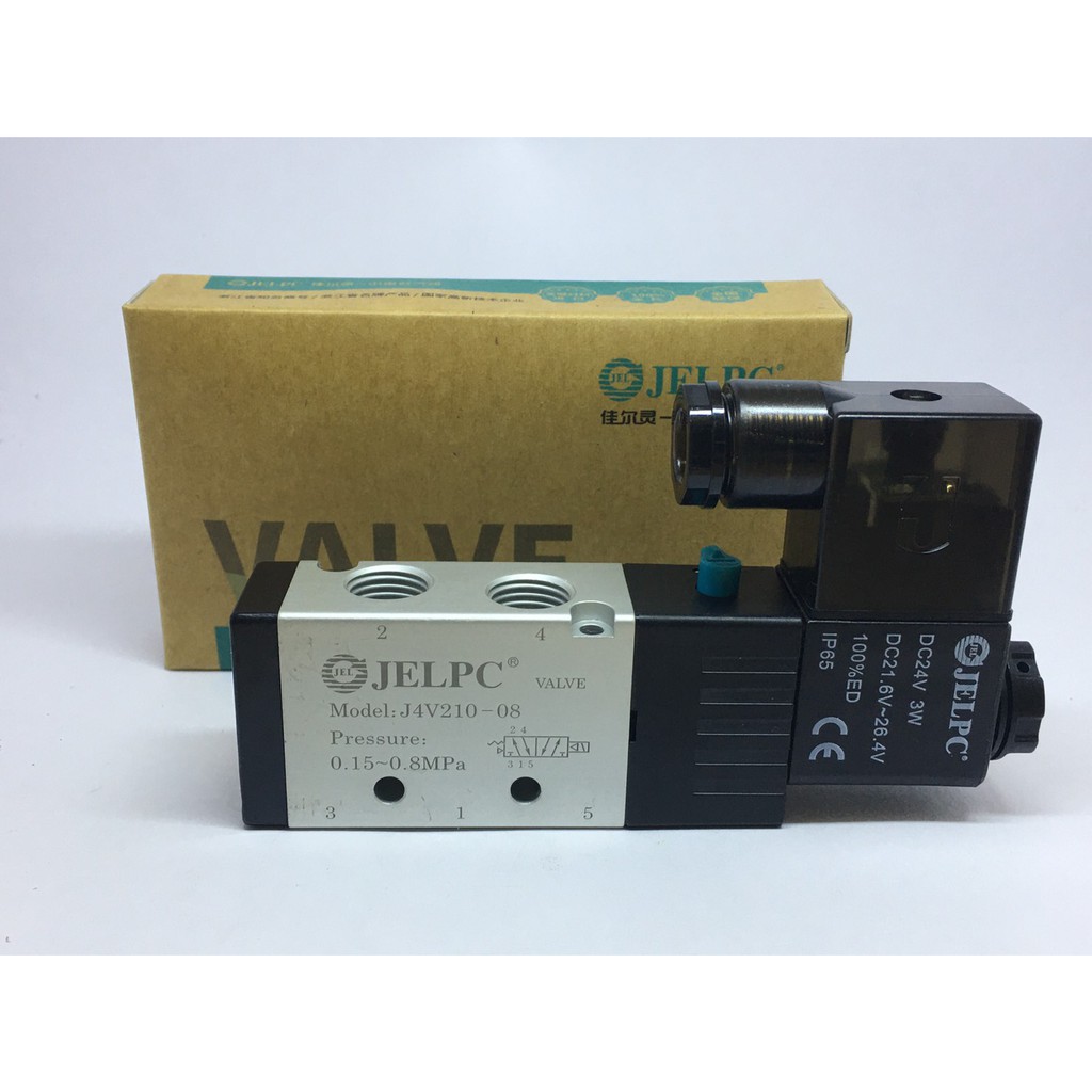 J4V210-08 DC24V โซลินอยด์รถพ่วง Solenoid Valve 5/2 Single Coil JELPC สำหรับ ล็อคหางพ่วง 4V210-08 อะไ