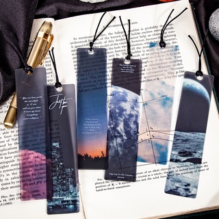 5pcs/box 8 Designs, Good Day Frosted PET Bookmark, Space Travel Ins Wind Pocketbook, Student Stationery and Office Supplies