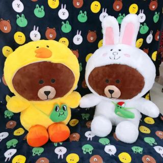 (พร้อมส่ง) ตุ๊กตาหมอนผ้าห่มลายหมีบราวน์ใส่เสื้อ มี3ลาย