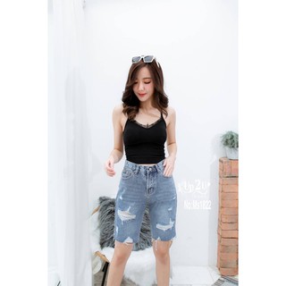 Mystyle jeansยีนส์ขาสั้น3ส่วน เอวสูง ผ้าไม่ยืดไซส์S-XL MS1822