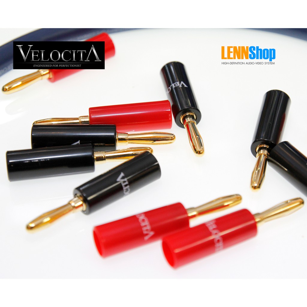 VELOCITA : Banana Speaker Plugs - GoldPlate 24K 4 Pcs. Banana Audio Grade / LENNSHOP / Velocita