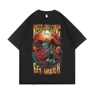 tshirtเสื้อยืดคอกลมฤดูร้อนเสื้อยืด ขนาดใหญ่ พิมพ์ลาย Psycho Crucify Keep Digging Until Youre Get Under สําหรับผู้ชาย |