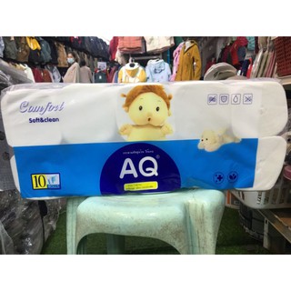 กระดาษทิชชูม้วนไร้แกน AQ  /Soft&amp;Clean 10ม้วน