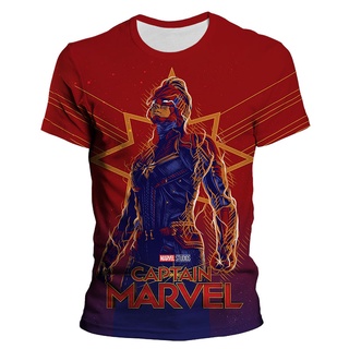 Marvel Captain Marvel T-shirt Casual Round Neck Short-sleeved Tee Mens Tshirt