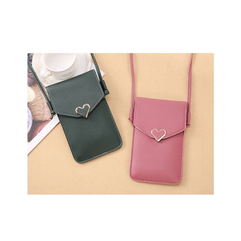 กระเป๋าสะพายข้าง เล่นโทรศัพท์ในกระเป๋าได้ มี 2 ช่อง งานรูปหัวใจ สินค้าพร้อมส่ง จากประเทศไทย - รูปที่ 4