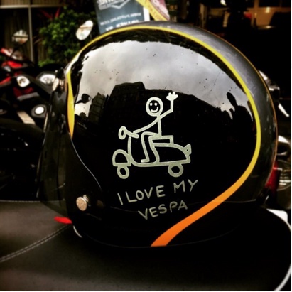 I Love My Vespa Cutting Sticker หมวกกันน็อคมอเตอร์ไซค์ รูปที่ 3
