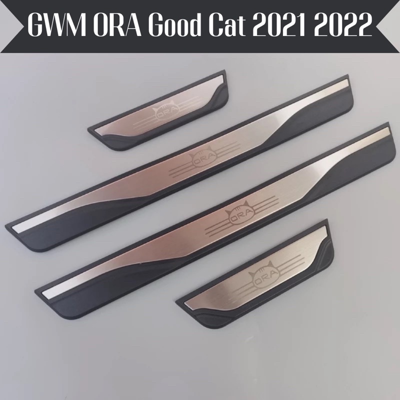 คิ้วบันไดสแตนเลส Ora good cat อุปกรณ์เสริมประตู แผ่นป้องกันเหยียบ GWM ORA Good Cat 2021 2022 สคัพเพล