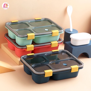 กล่องข้าวสแตนเลส 4 ช่อง เก็บความร้อน กล่องข้าวสแตนเลสพกพา Stainless steel food box กล่องข้าวสแตนเลสสีพื้น