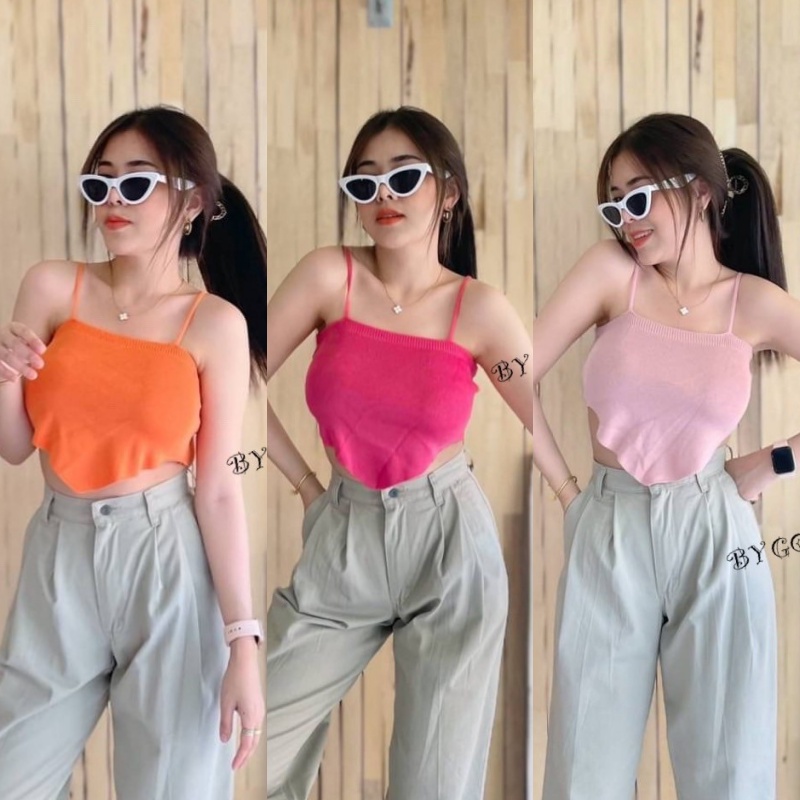 🌈SpinnyHouse🌈 เสื้อแขนตุ๊กตา ปาดไหล่ แต่งกระดุมหลอกโทนพาสเทลด้านหน้าน่ารักมาก ครอปท็อป🤩รุ่น Tukกระดุ