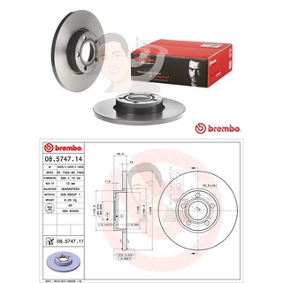 08 5747 11 จานเบรค ล้อ F (ยี่ห้อ BREMBO) รุ่น UV AUDI 100, A6 ปี1994-1999